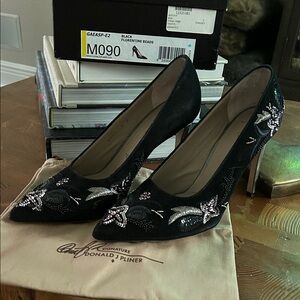 Donald J. Pliner Black and Silver Embellished Heels